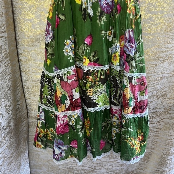 Angelle Milan Women’s Green Floral Cotton Fit&Flare Mini Dress Size M - Picture 5 of 15